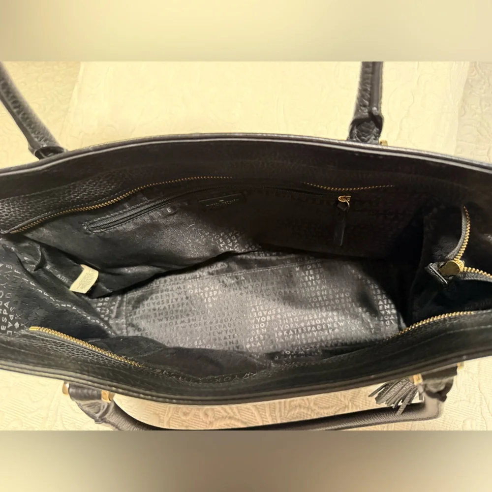 kate spade Black Pebbled Leather Satchel with Gold Hardware
